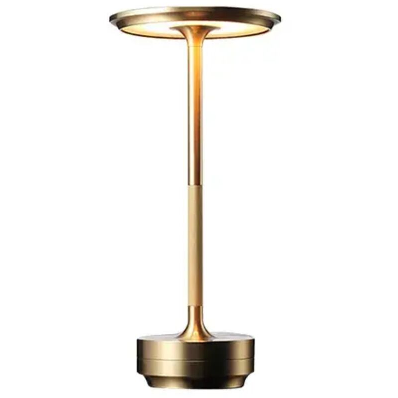 Lampe de table sans fil - Lampe de bureau étanche, dimmable et rechargeable, lampe de table à LED métallique , veilleuse à piles (or)