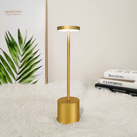 Lampe de table sans fil, lampe de bureau LED portable rechargeable à piles, lampe de table réglable en métal à piles de 1800mAh pour l'extérieur/restaurant/chambre à coucher/barres/lumière de patio do