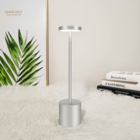 Lampe de table sans fil, lampe de bureau LED portable rechargeable à piles, lampe de table réglable en métal à piles de 1800mAh pour l'extérieur/restaurant/chambre à coucher/barres/lumière de patio do