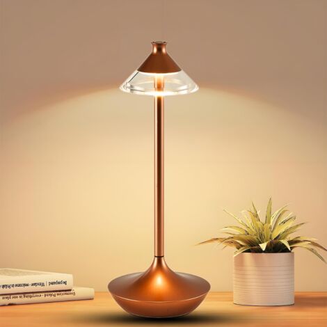 Lampe de table sans fil, lampe de chevet à intensité variable, lampe de bureau tactile rechargeable, veilleuse vintage (blanc chaud)