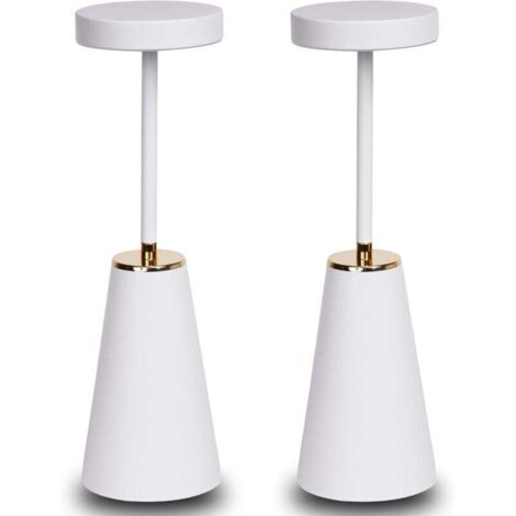 Lampe de table sans fil, lampe de chevet, chargeur smartphone sans fil QI induction, grande autonomie jusqu'à 60h, LED 3 couleurs dimmable 3000-6000K, 95% CRI, port USB-C, Lot de 2 [Classe énergétique