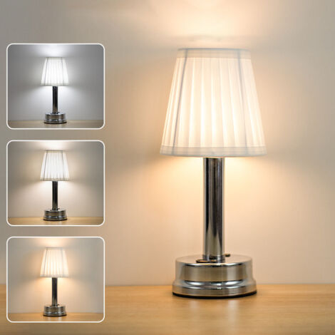 Lampe de table sans fil, lampe de chevet LED rétro, lampe de bureau tactile rechargeable, veilleuse à intensité variable, 3 températures de couleur