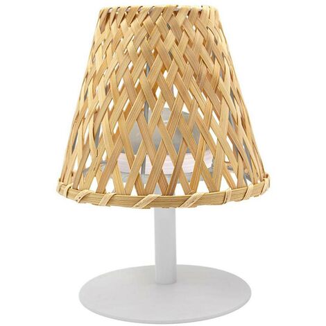 Lampe de table sans fil LED IBIZA Beige Bambou H26CM - Beige