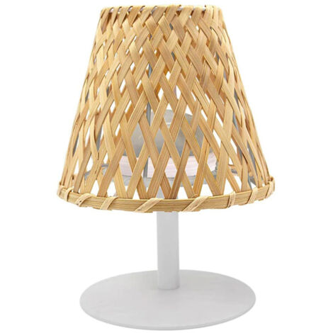 Lumisky – Lampe à poser sans fil LED – IBIZA – Hauteur 26 cm – Autonomie jusqu'à 8h – Résistante aux éclaboussures IP44 – Design en bambou beige