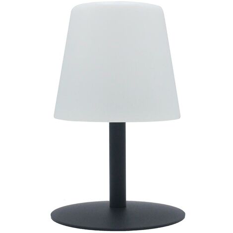 Lampe de table sans fil pied en acier gris LED blanc chaud/blanc dimmable STANDY MINI Rock H25cm