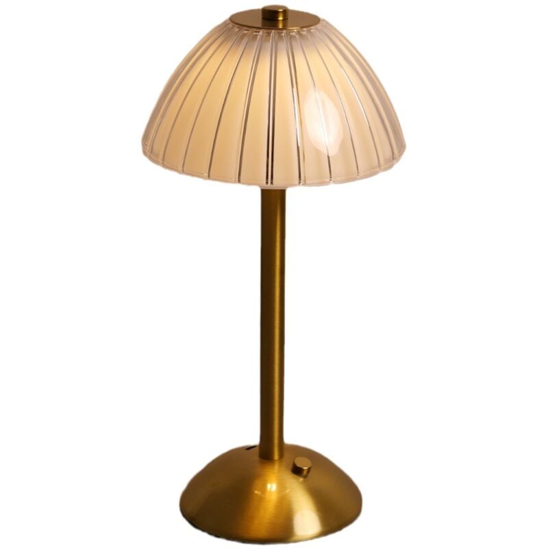 Lampe de Table Sans Fil Rechargeable Moderne, Lampe de Chevet LED Tactile Dimmable, Lampe à Poser Doré Portable pour Intérieur y Extérieur, 3