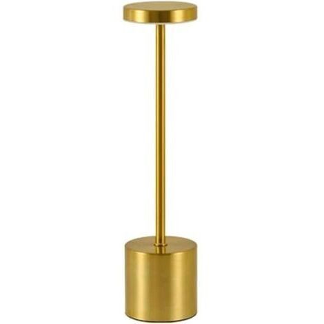 Lampe De Table sans Fil Rechargeable USB Tactile Dimmable 3 Couleurs Veilleuse LED en Métal Lampes De Bureau D'intérieur for Table À Manger Restaurant Bar Chambre Salle De Bain(or)