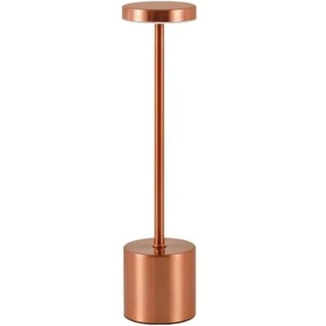 Lampe De Table Sans Fil Rechargeable USB Tactile Dimmable 3 Couleurs Veilleuse LED En Métal Lampes De Bureau D'intérieur For Table À Manger Restaurant Bar Chambre Salle De Bain(Rose Golden)