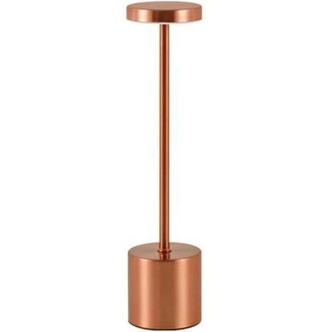 Lampe De Table Sans Fil Rechargeable USB Tactile Dimmable 3 Couleurs Veilleuse LED En Métal Lampes De Bureau D'intérieur For Table À Manger Restaurant Bar Chambre Salle De Bain(Rose Golden)