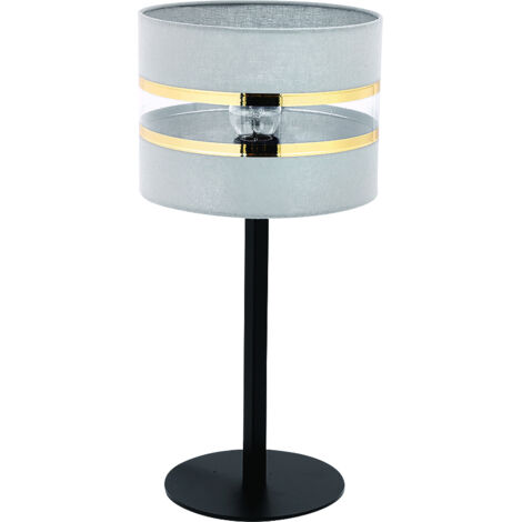 Lampe de table Sara noire abat-jour gris or 42cm E27