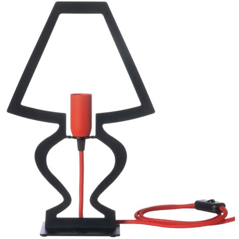 Lampe de table Silhouette Ø22x33 cm Fer perforé Noir Fabriqué en Italie Connexion E14 Complément d'ameublement