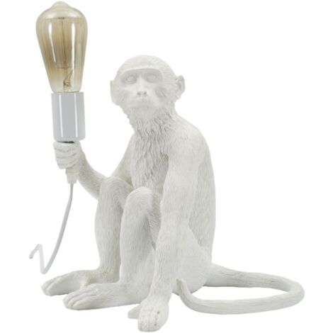 Lampe de table singe assis blanc 33 x 33 x 32 cm