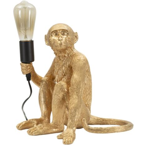 Lampe de table singe assis doré 33 x 33 x 32 cm