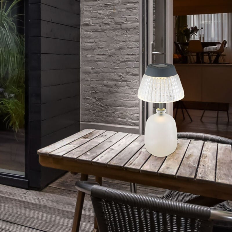 Lampe de table solaire lampe de table lampe de jardin batterie verre satiné led h 27 cm