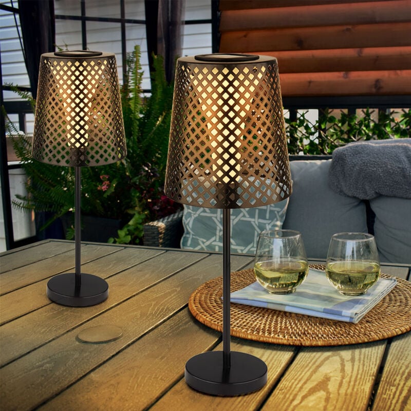 JHY DESIGN Lot de 2 mini lampes de table rétro en forme de cage métal lampe  a poser salon avec base en bois 18cm de haut Éclairage géométrique sans