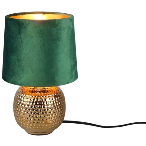 Lampe de table SOPHIA dorée verte céramique velours