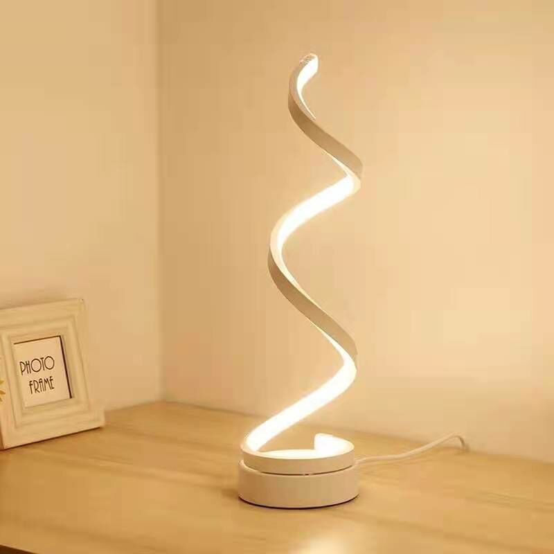 Lampe de Table Spirale LED ,Lampe de table à LED pour la protection des yeux pour chambre à coucher salon (blanc) 18W