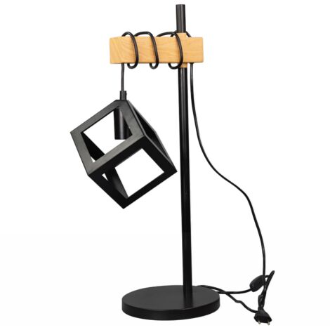 Lampe de table SWEDEN métal/bois noir E27 Polux 64cm