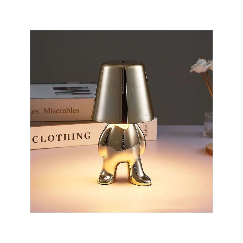 Feiyue - Lampe de table tactile de chevet, dorée Lampe de bureau Thinker Lamp sans fil