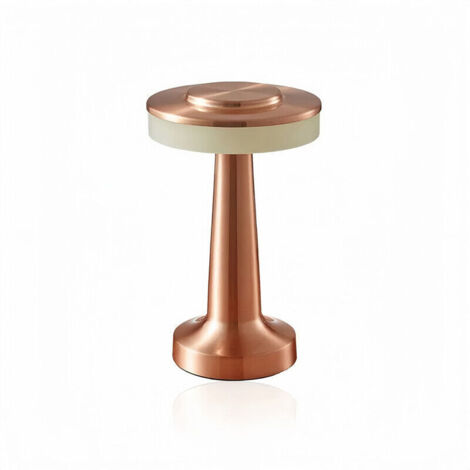 Lampe de table tactile rechargeable en métal cuivre antique, design , LED à 3 couleurs et luminosité réglable, USB Type-C