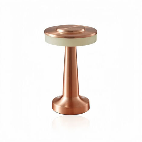 Lampe de table tactile rechargeable en métal cuivre antique, design volant, LED à 3 couleurs et luminosité réglable, USB Type-C