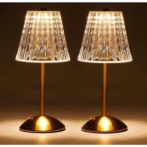 Lampe de table tactile sans fil, à intensité variable, alimentée par piles, pour chambre, salle à manger, décoration intérieure, dorée, lot de 2