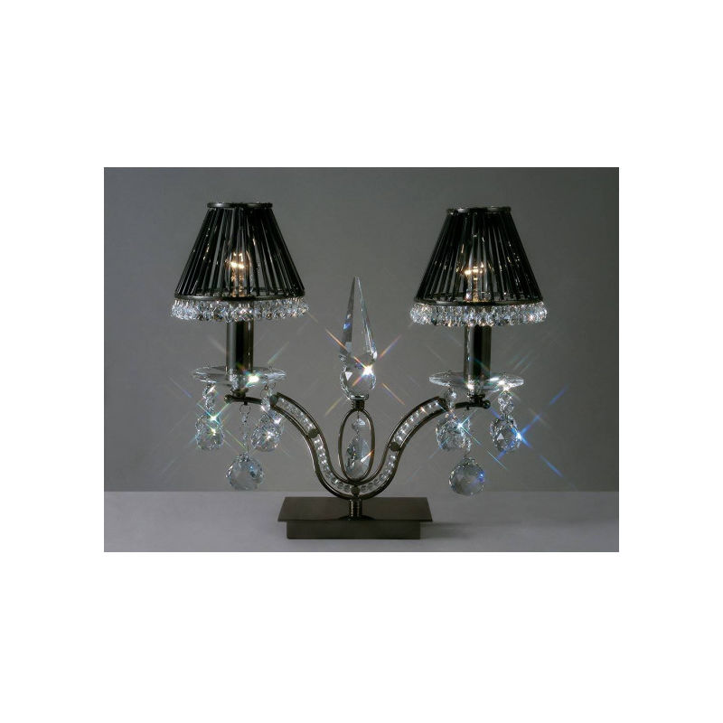 Lampe de Table Tara 2 Ampoules chrome noir/cristal - Chrome