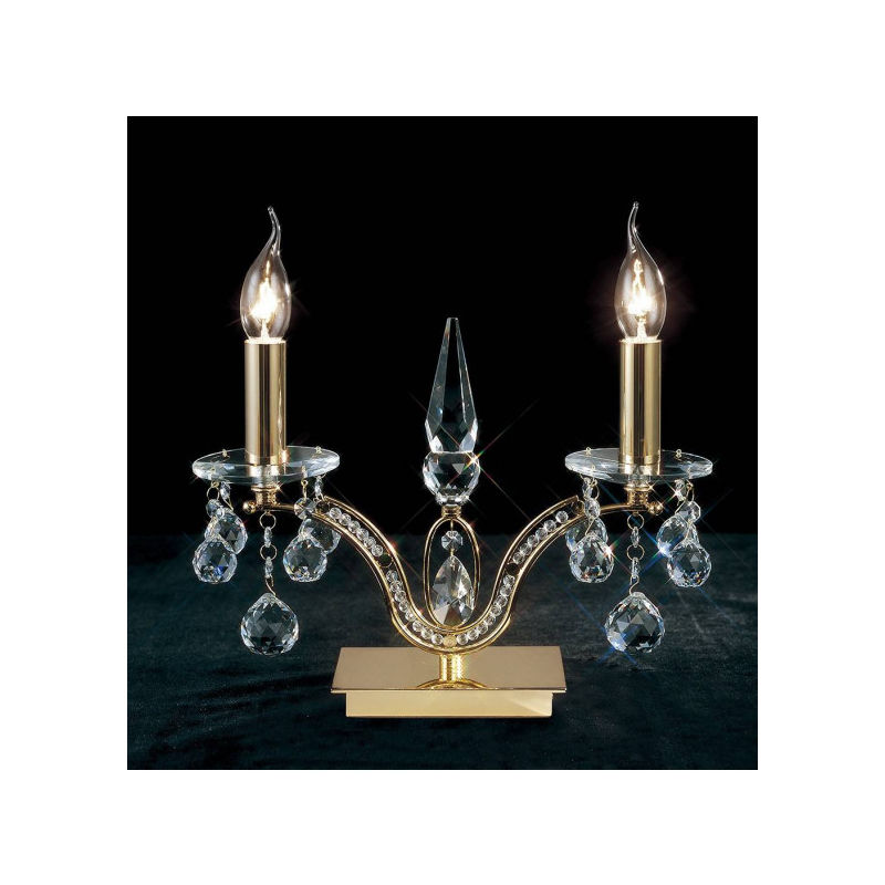 Lampe de Table Tara 2 Ampoules doré/cristal - Doré
