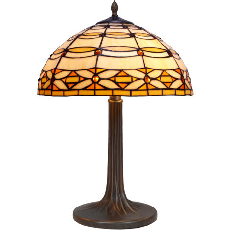 Lampe de table Tiffany avec base d'arbre Série Ivoire D-40cm