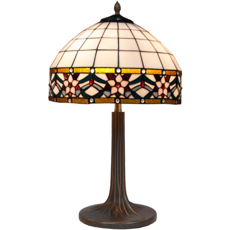 Lampe de table Tiffany avec base d'arbre Série Museum D-40cm