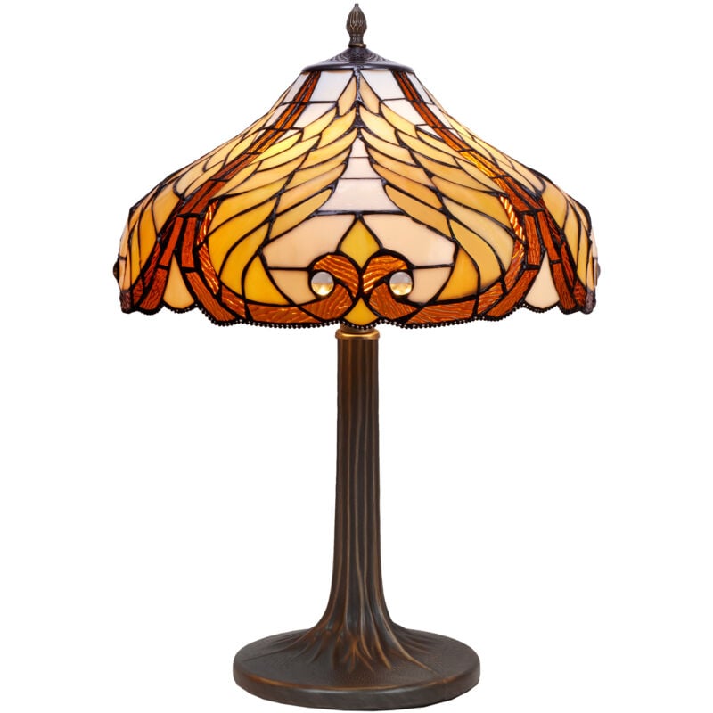 Fijalo - Lampe de table Tiffany avec base en arbre Série Dalí D-45cm