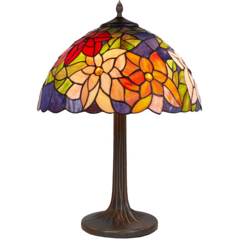 Lampe de table Tiffany avec base en arbre Série Güell D-40cm