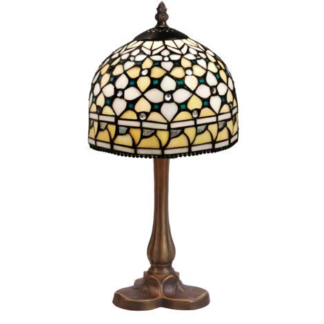 Lampe de table Tiffany avec base en trèfle Série Queen D-20cm