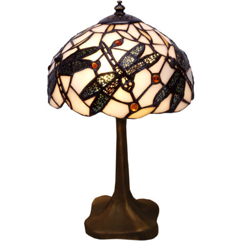 Lampe de table Tiffany avec base profilée Série Pedrera D-20cm