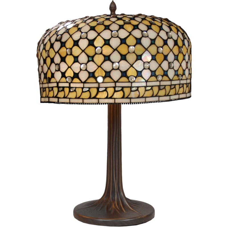 Fijalo - Lampe de table Tiffany avec base d'arbre Queen Series D-45cm