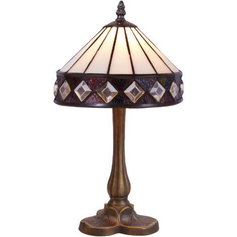 Lampe de table Tiffany base trèfle série Ilumina D-20cm
