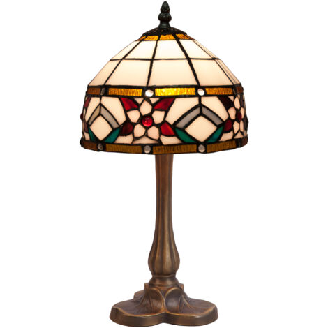 Lampe de table Tiffany base trèfle série Museum D-20cm