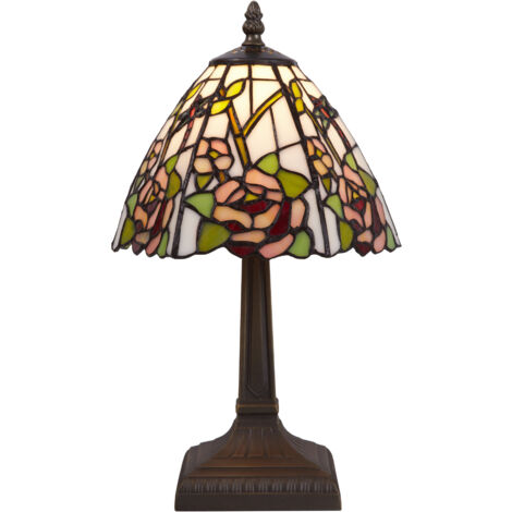 Lampe de table Tiffany blanche plus petite, diamètre 20 cm, série Compact