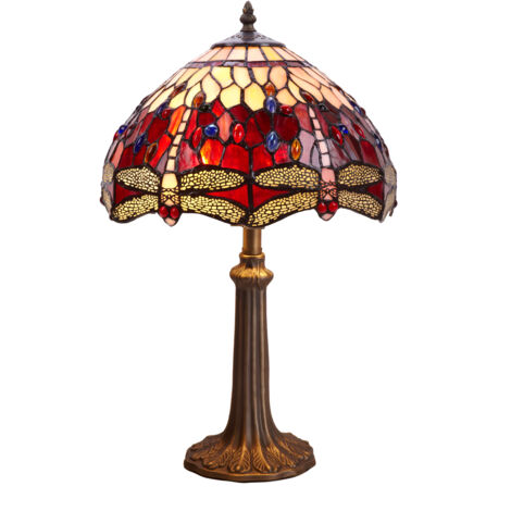 Lampe de Table Tiffany diamètre moyen 30cm Série Belle Rouge