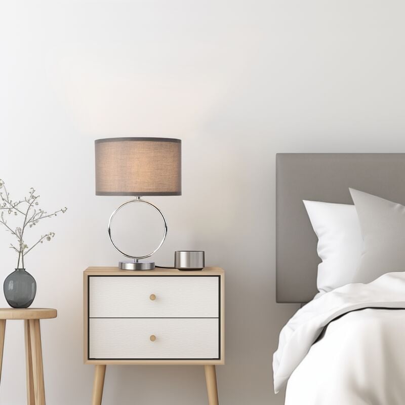 Lux.pro - Lampe de table Torquay E14 métal polyester hauteur 42 cm chrome gris