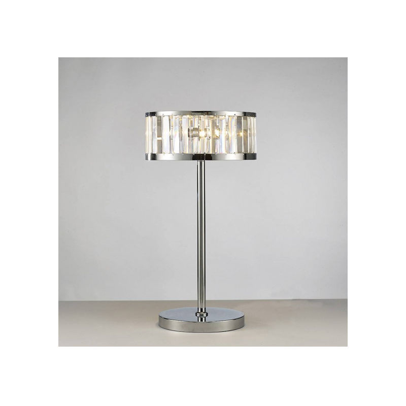 Diyas - Lampe de Table Torre 3 Ampoules chrome poli/cristal - Chrome