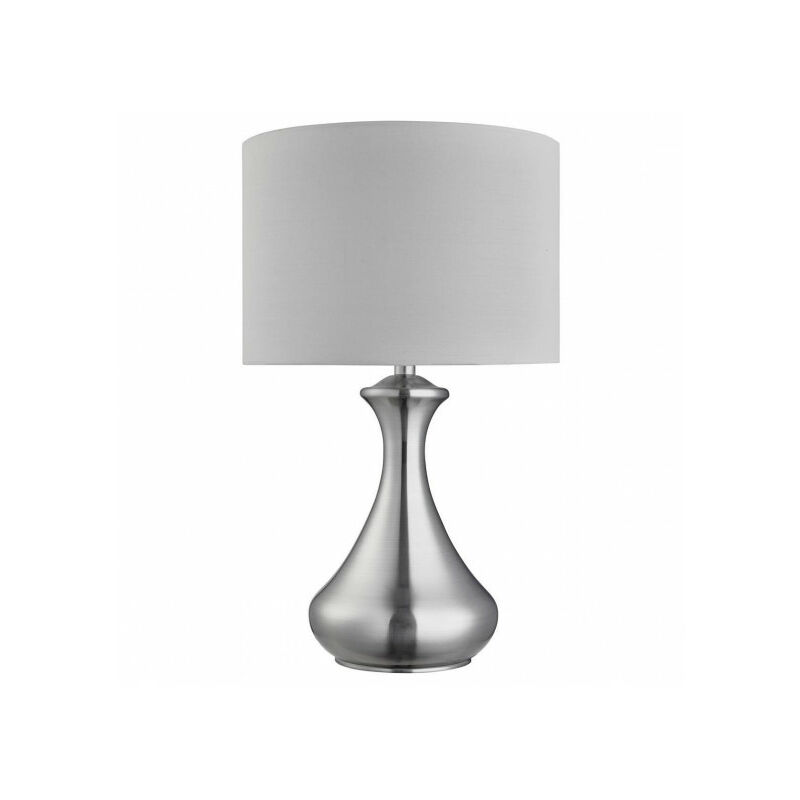 Lampe de table Touch Lamps 40 cm, en argent satiné, abat-jour blanc - Blanc