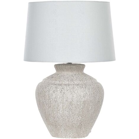 Lampe de table Traditionnelle Abat-jour Tambour Base en Céramique Crème Caine