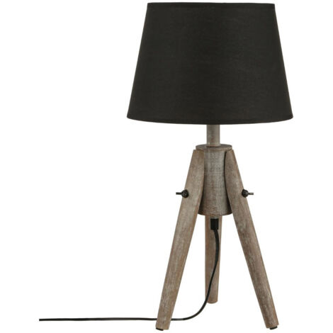 Lampe de table tripode « Miry » en bois et noir, hauteur 46 cm - Atmosphera