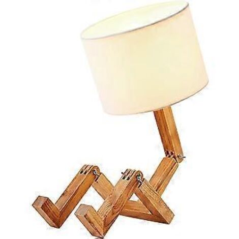 Lampe de table unique, design original en bois avec bras articulé, lampe de bureau élégante pour la lecture dans la chambre, lampe de table innovante avec articulations réglables pour le salon