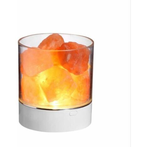Lampe de table veilleuse en pierre de sel, lampe de chevet, lampe d'ambiance, lampe flamme en pierre de sel, USB