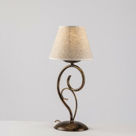 Lampe de table Vienna or marron une lumière abat-jour effet tissu 16x h38 cm