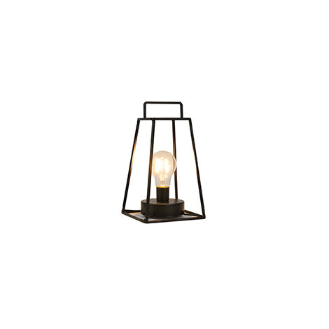 Lampe de table vintage géométrique en fer LED, 25cm de haut, noir