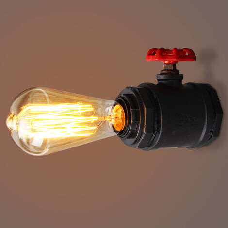 Lampe de table vintage industrielle en fer forgé E27 Edison noire (sans ampoule) Jmax