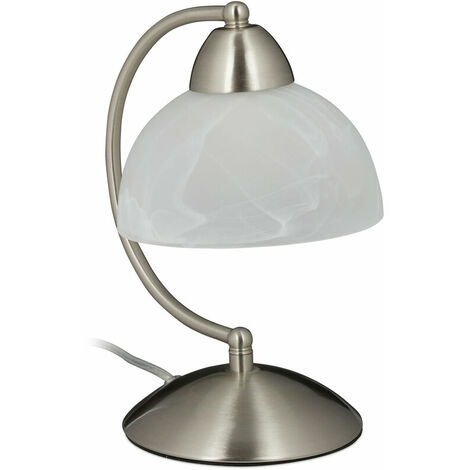 Lampe de table vintage, tactile, verre et fer, réglable,décoration,E14, 230 VHlP 25x15x19cm,argenté